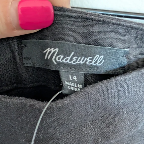 Madewell Linen Blend Button Yoke Midi Skirt Ins Lazy Daisy Size 14 New - Picture 6 of 8